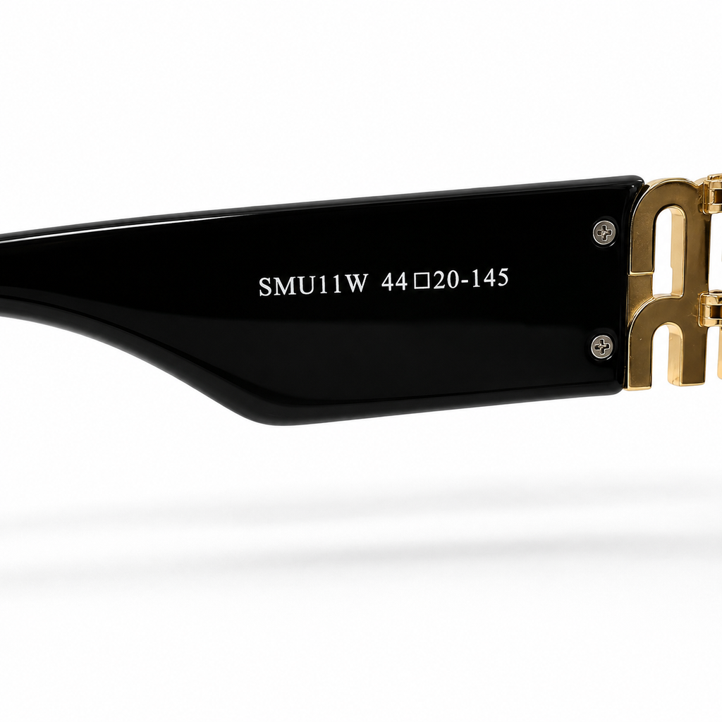 Miu Miu SMU11W cat-eye sunglasses - side view showing gold MIU MIU lettering