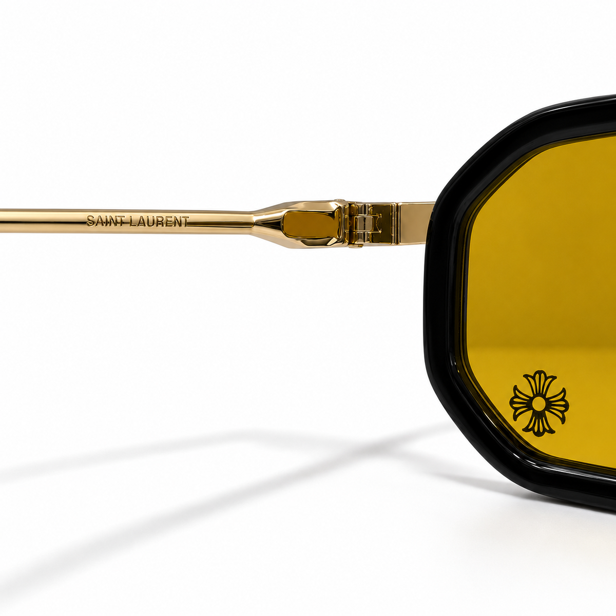 Saint Laurent octagonal sunglasses - lens and temple close-up