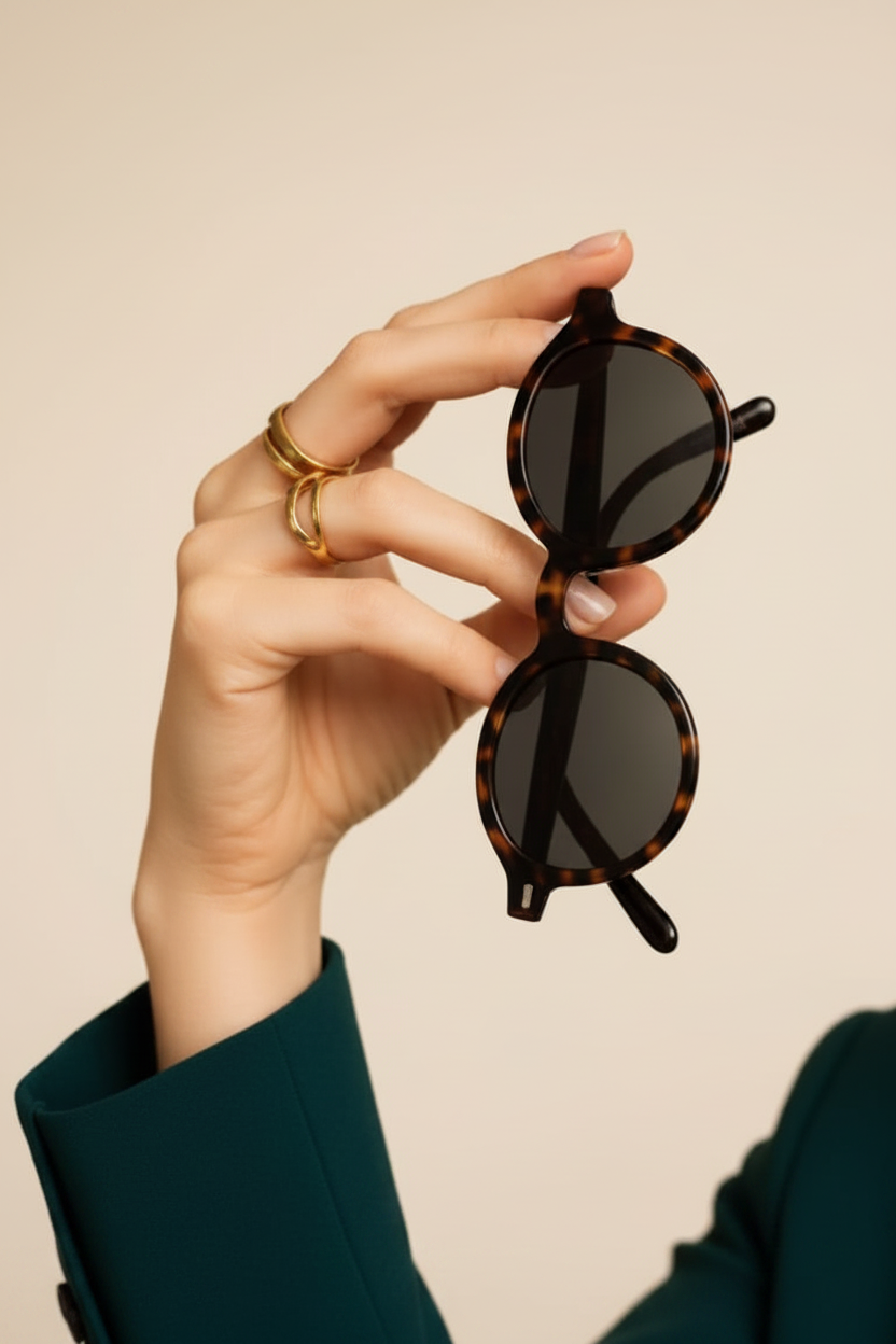 Hand holding luxury sunglasses