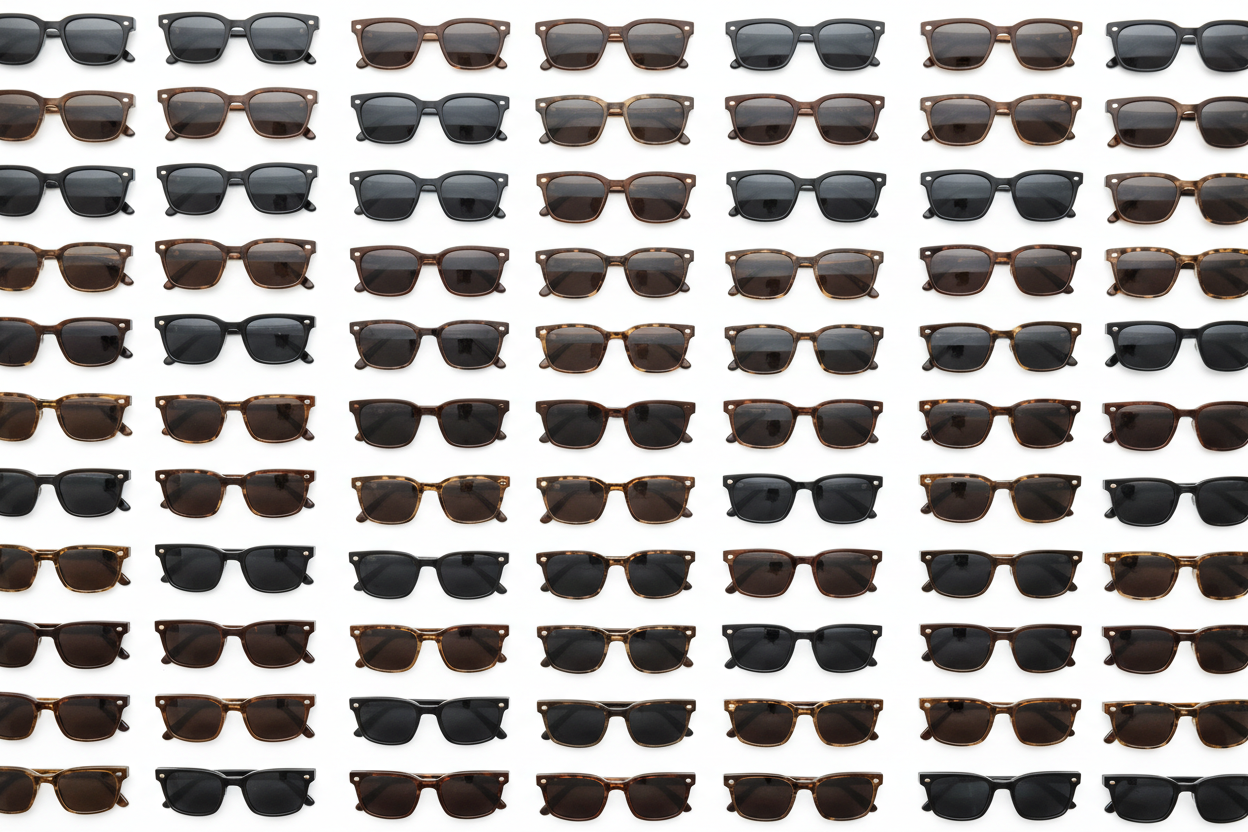 Sunglasses collection flat lay